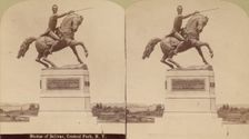 Stereographic View of Statue of Simon Bolivar by R. de la Cova, Central Park, New York, 1884-98. Creator: Edward Anthony
