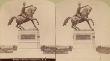 Stereographic View of Statue of Simon Bolivar by R. de la Cova, Central Park, New York, 1884-98. Creator: Edward Anthony