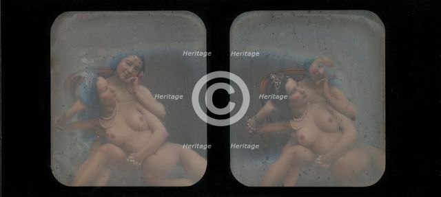 [Stereographic View of Two Nude Women], 1840s. Creator: Unknown.