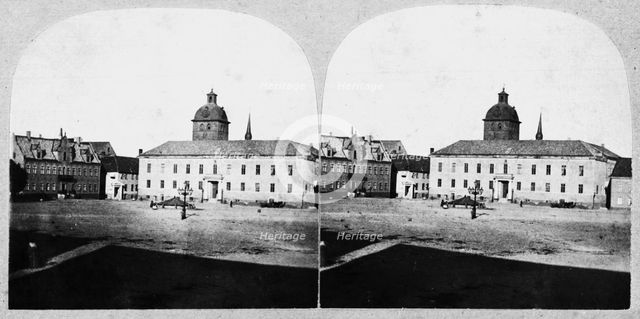 Stereoscopic image of the market square, Malmö, Sweden, 1865. Creator: Unknown.