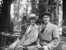 Sterling, George, Mr., and an unidentified man, seated outdoors, between 1906 and 1914. Creator: Arnold Genthe