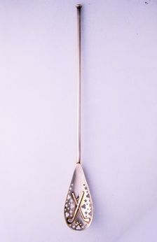 Sterling silver lemonade spoon with golfing theme, American, c1930. Creator: Unknown