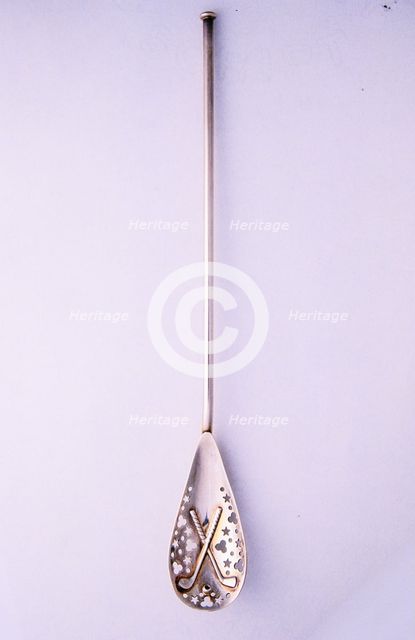 Sterling silver lemonade spoon with golfing theme, American, c1930. Creator: Unknown.