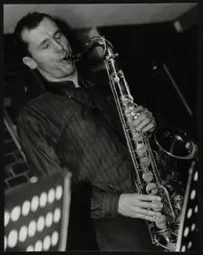 Steve Kaldestad playing tenor saxophone at The Fairway, Welwyn Garden City, Hertfordshire, 2003. Creator: Denis Williams