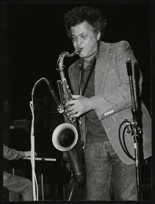 Steve Marcus, saxophonist with Buddy Rich's band, at the Royal Festival Hall, London, June 1985. Creator: Denis Williams