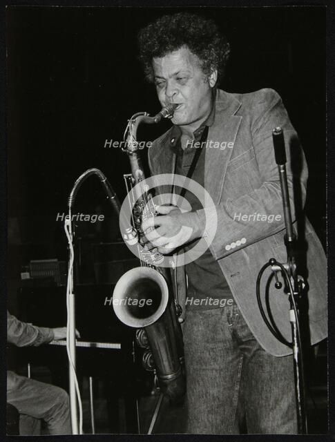 Steve Marcus, saxophonist with Buddy Rich's band, at the Royal Festival Hall, London, June 1985. Artist: Denis Williams