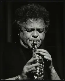 Steve Marcus, saxophonist with the Buddy Rich Orchestra, playing at the Forum Theatre, Hatfield. Creator: Denis Williams