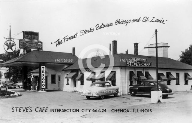 Steve's Cafe, Chenoa, Illinois, USA, 1930s-1940s. Artist: Unknown