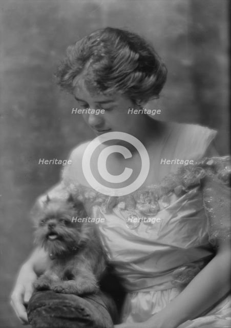 Stevens, J., Miss, with dog, portrait photograph, 1914 June 8. Creator: Arnold Genthe.