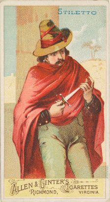 Stiletto, from the Arms of All Nations series (N3) for Allen & Ginter Cigarettes Brands, 1887. Creator: Allen & Ginter