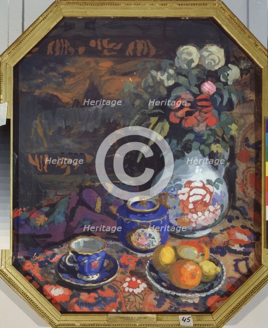Still life, 1914. Artist: Zaytsev, Nikolai Semyonovich (1885-1938)