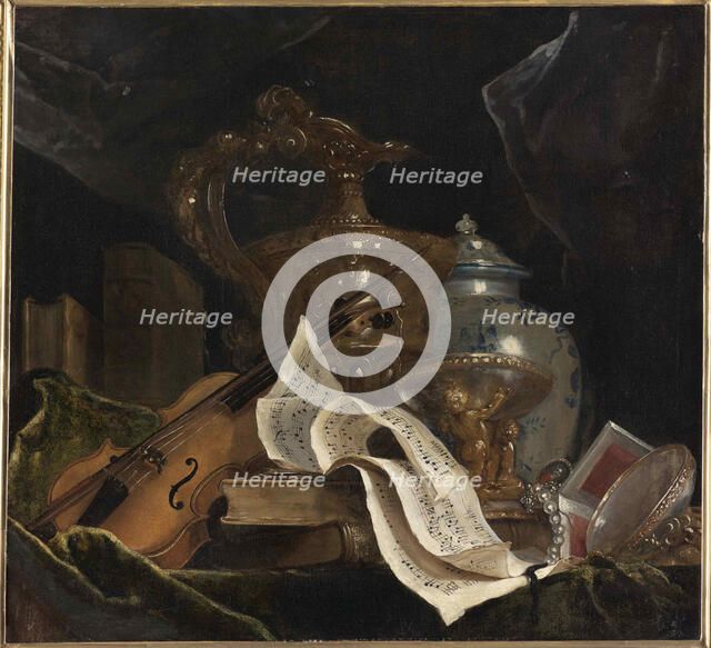 Still life with musical instrument, 1695-1700. Creator: Largillière, Nicolas, de (1656-1746).