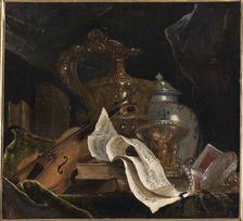 Still life with musical instrument, 1695-1700. Creator: Largillière, Nicolas, de (1656-1746)
