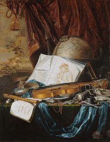 Still Life with musical instruments , 1650. Creator: Ring, Pieter de (1615-1660)