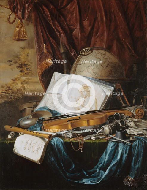 Still Life with musical instruments , 1650. Creator: Ring, Pieter de (1615-1660).