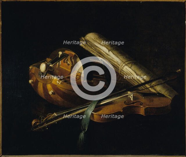Still life with musical instruments, 1756. Creator: Nicolas Henri Jeaurat de Bertry.