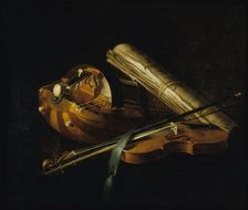 Still life with musical instruments, 1756. Creator: Jeaurat de Bertry, Nicolas Henri (1728-1796)
