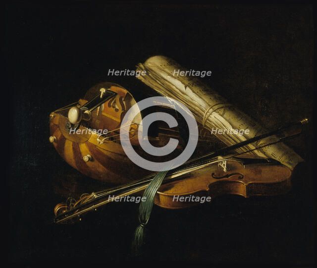 Still life with musical instruments, 1756. Creator: Jeaurat de Bertry, Nicolas Henri (1728-1796).