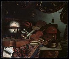Still life with Musical Instruments 1718. Artist: Bonaventura Bettera