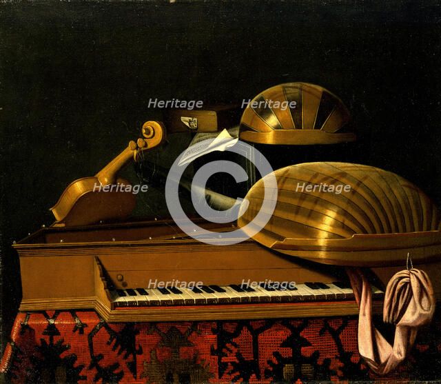 Still Life with Musical Instruments and Books, Mid of 17th cen.. Artist: Bettera, Bartolomeo (1639-c. 1688)