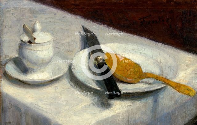 Still Life with Mustard Pot, 1860. Creator: Henri Fantin-Latour.