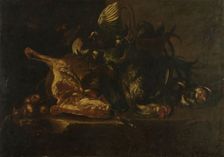 Still life with meat and dead birds, 1660-1671. Creator: Christoffel Puytlinck