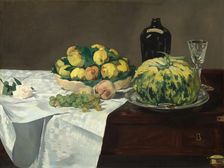 Still Life with Melon and Peaches, c. 1866. Creator: Edouard Manet
