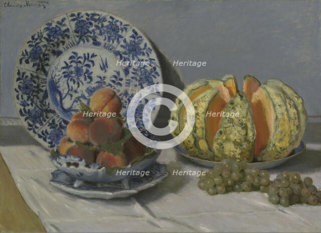 Still-Life with Melon. Artist: Monet, Claude (1840-1926)