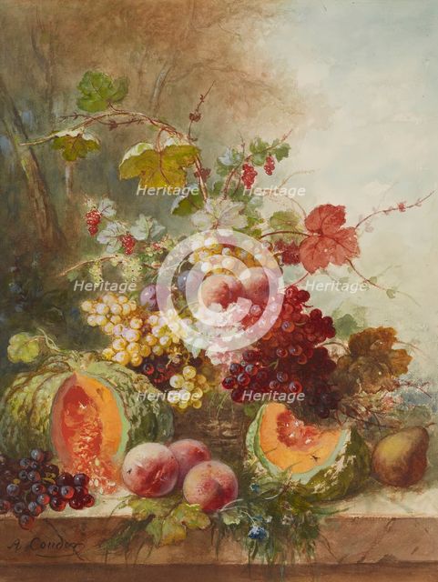 Still Life with Melons, 1865. Creator: Alexandre Couder.