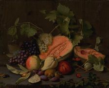Still Life with Melons and Grapes, 1851. Creator: Otto Didrik Ottesen