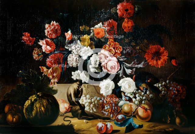 'Still Life with Monkey', 18th century. Artist: Pieter Casteels.