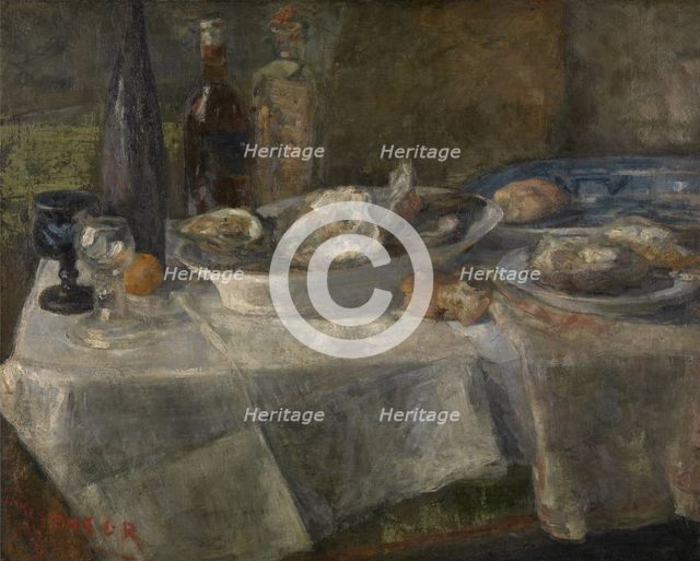 Still Life with Oysters, 1882. Creator: James Ensor.