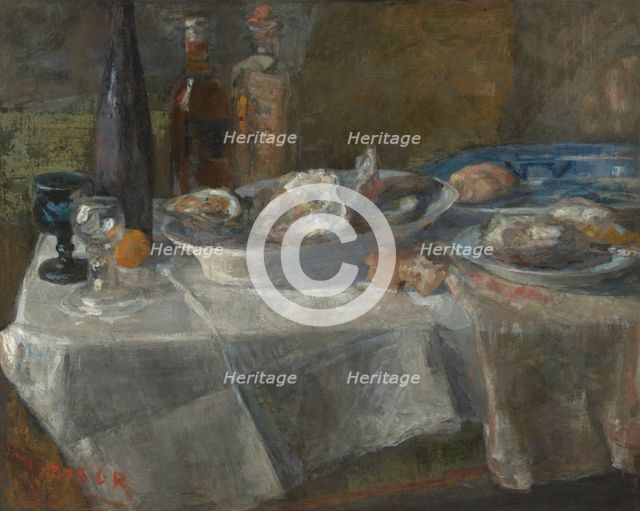 Still Life with Oysters (study of light), 1882. Creator: James Ensor.