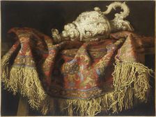 Still Life with a Carpet, c. 1640. Creator: Fieravino (Il Maltese), Francesco (ca. 1610-1660)