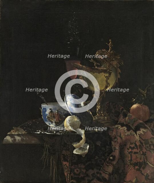 Still Life with a Chinese Bowl, Nautilus Cup and Other Objects, 1662. Creator: Willem Kalf.