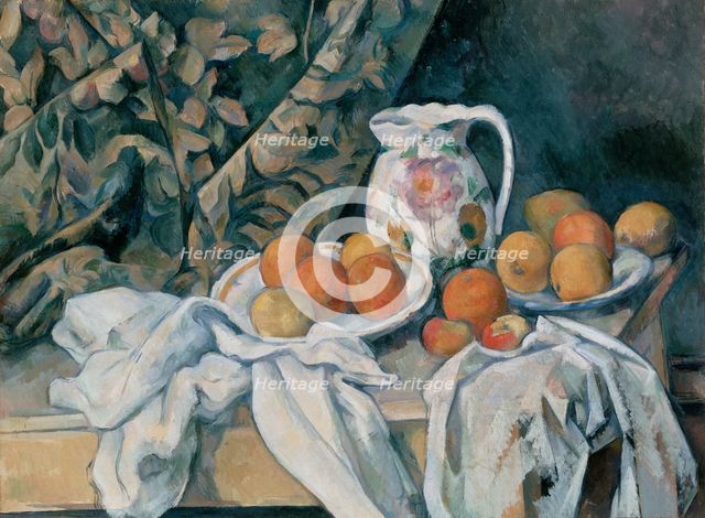 Still Life with a Curtain, 1898. Creator: Paul Cezanne.