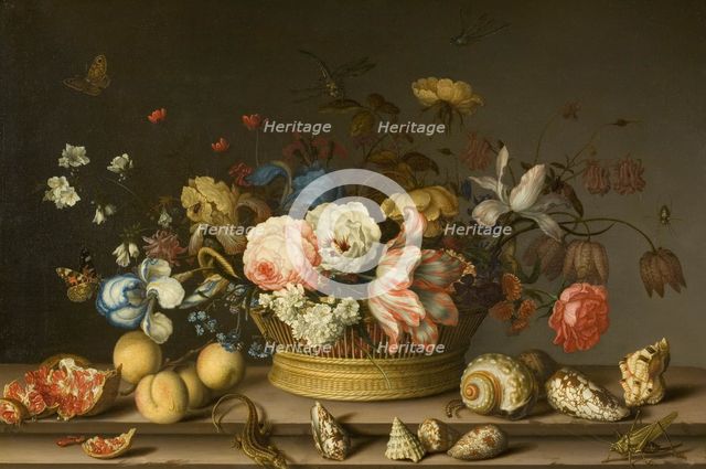 Still Life with a Basket of Flowers, early 1630s. Creator: Balthasar van der Ast.