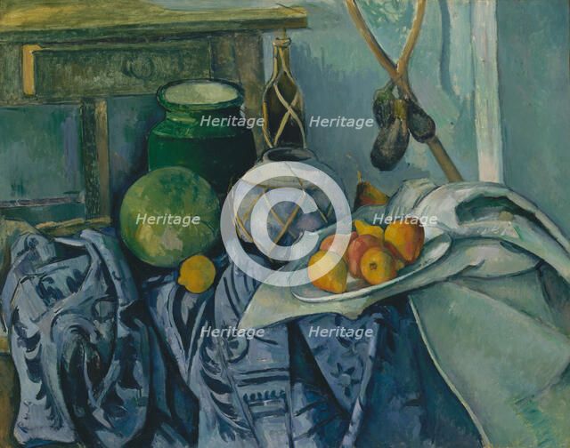 Still Life with a Ginger Jar and Eggplants, 1893-94. Creator: Paul Cezanne.