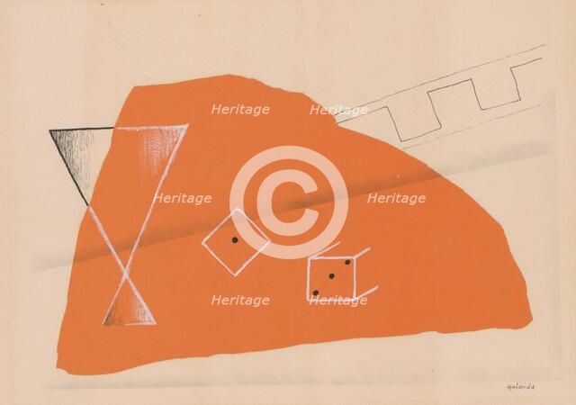 Still life with a glass and dice, 1929-1930. Creator: Mikulas Galanda.