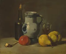 Still Life with a grey Jug, 1862. Creator: Jules Dupré