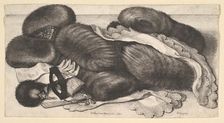 Still-life with a group of muffs, a pair of gloves, fans, mask and two kerchiefs, 1647. Creator: Wenceslaus Hollar
