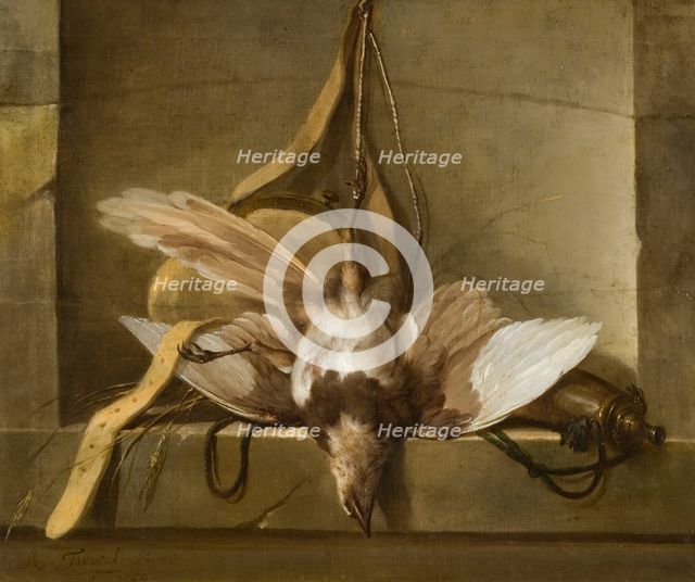 Still Life with a Dead Bird and Hunting Gear, 1744. Creator: Guillaume-Thomas Taraval.