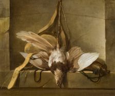Still Life with a Dead Bird and Hunting Gear, 1744. Creator: Guillaume-Thomas Taraval