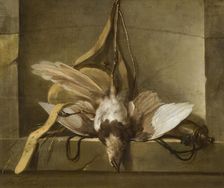 Still Life with a Dead Bird and Hunting Gear, 1744. Creator: Guillaume-Thomas Taraval