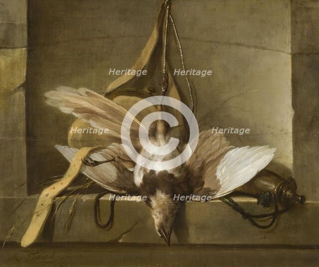 Still Life with a Dead Bird and Hunting Gear, 1744. Creator: Guillaume-Thomas Taraval.