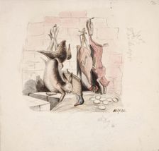 Still Life with a Dead Hare, Mallard, Partridge, Skinned Hare and Hen, 1850. Creator: Karl Anders Ekman