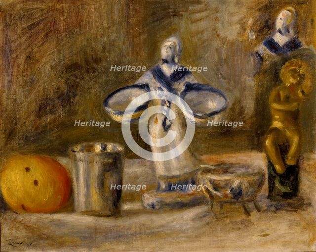 Still Life with a Faience Figure, post c1880. Artist: Pierre-Auguste Renoir.