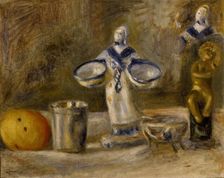 Still Life with a Faience Figure, post c1880. Artist: Pierre-Auguste Renoir