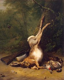Still Life with a Hare, 1844. Creator: Eugène Verboeckhoven