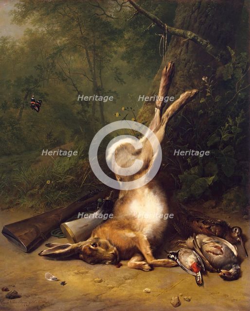 Still Life with a Hare, 1844. Creator: Eugène Verboeckhoven.